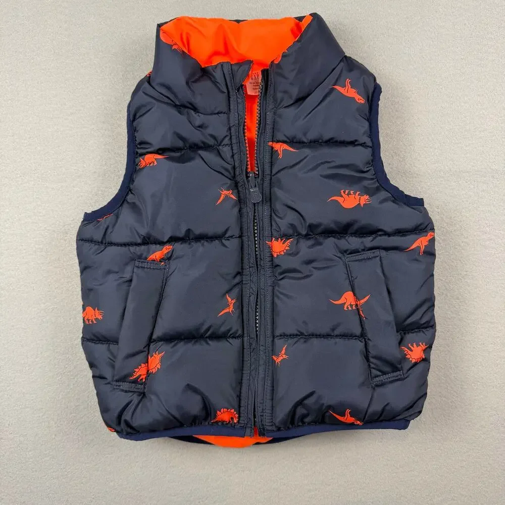 Baby Gap Reversible Dinosaur Puffer Vest 18-24M